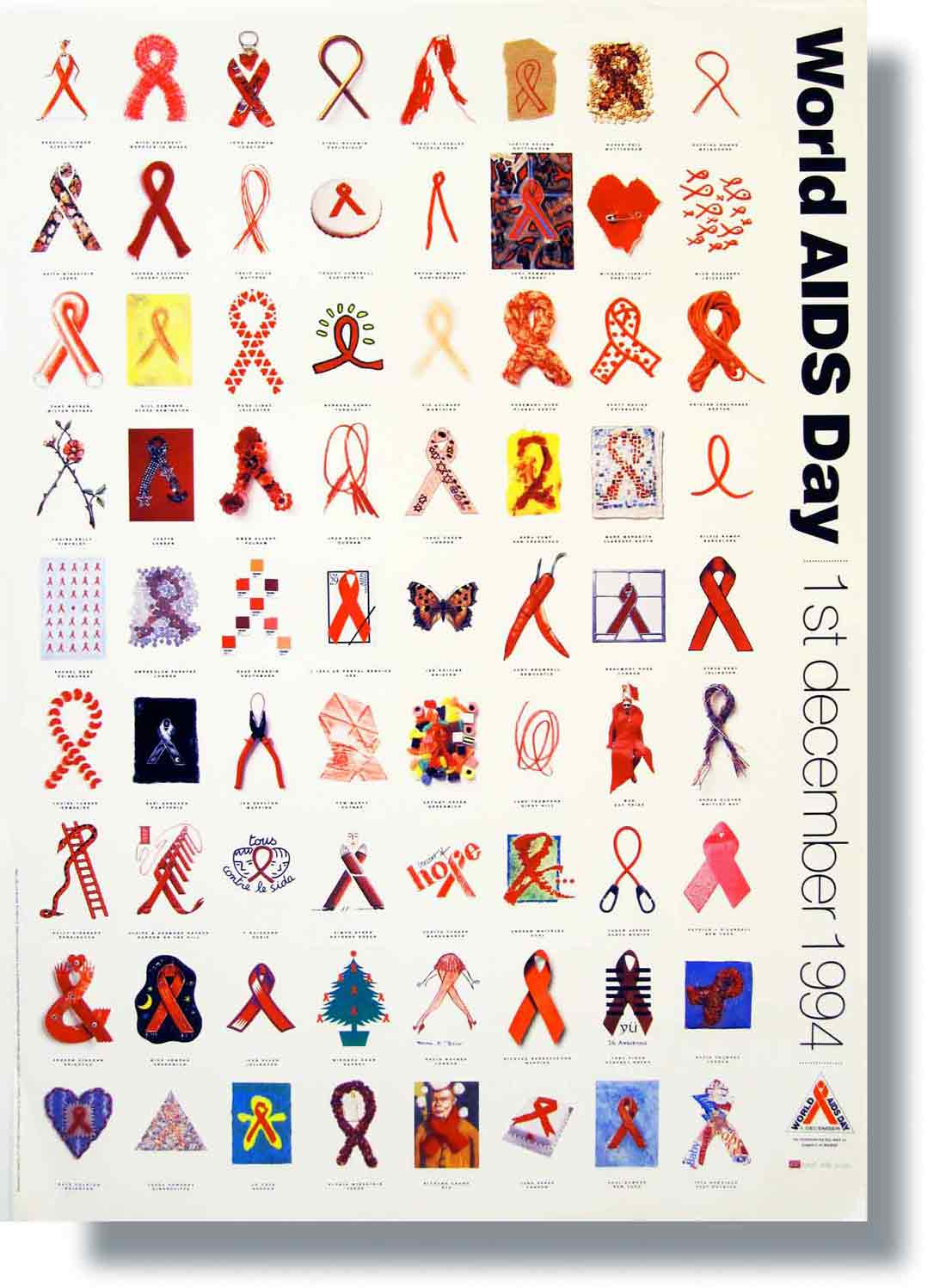 World Aids Day Red Ribbon Poster 1994 designed by ideology.uk.com
