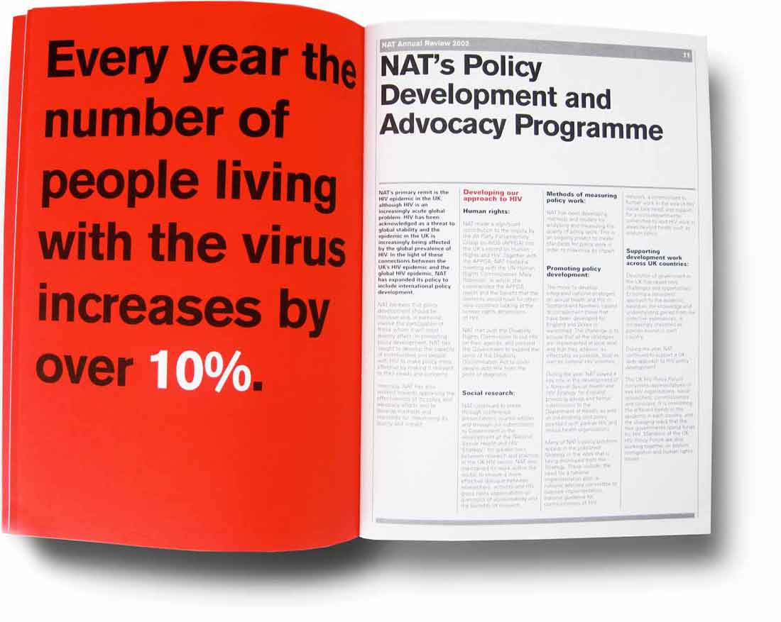 National Aids Trust Annual Report interior designed by ideology.uk.com