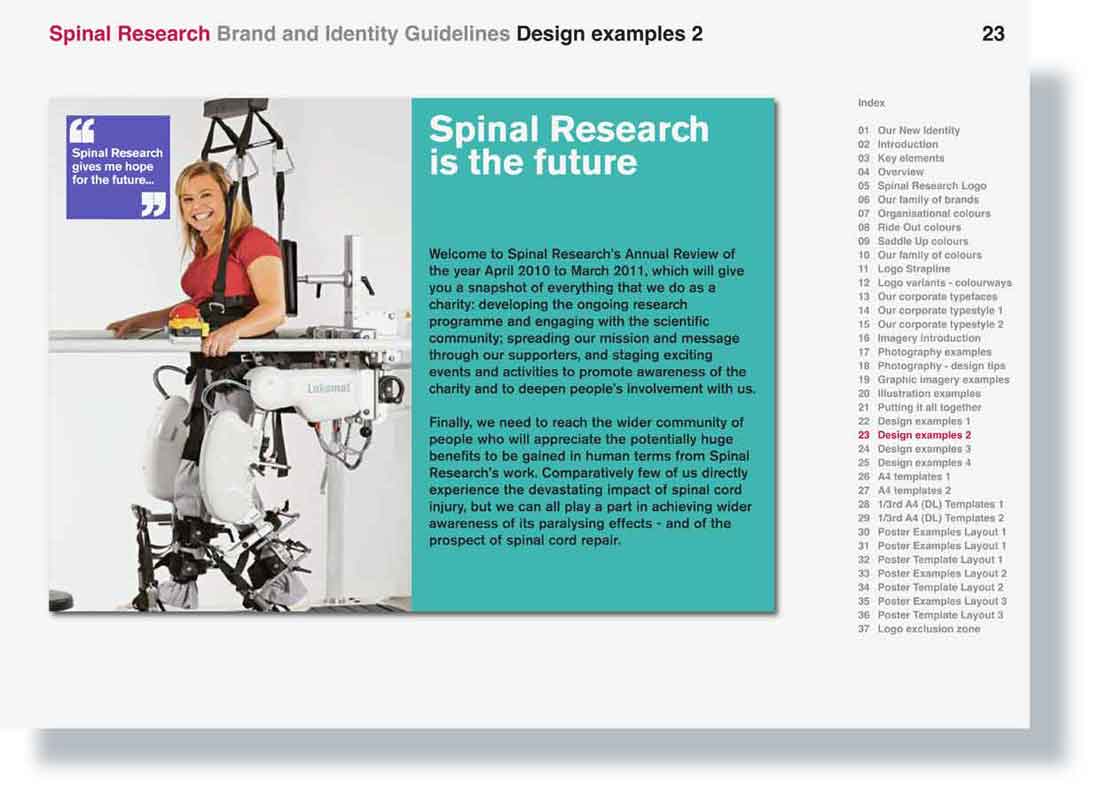 Spinal Research brand and identity guidelines designed by ideology.uk.com