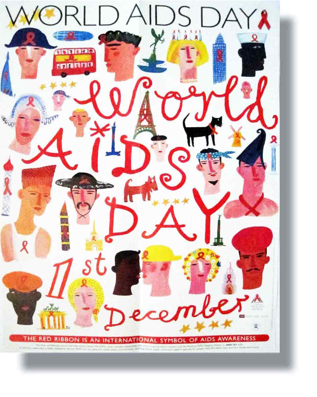 World Aids Day Poster designed by ideology.uk.com with illustrations by Chris Corr