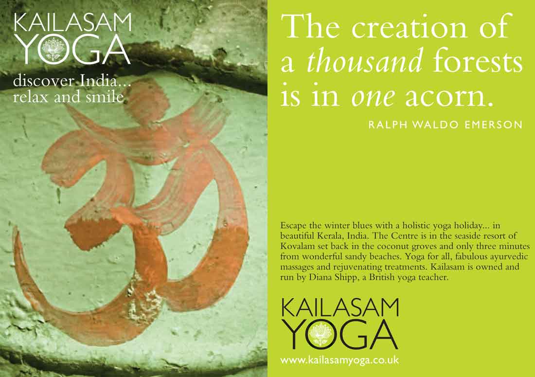 Kailasam Yoga marketing postcards designed by ideology.uk.com