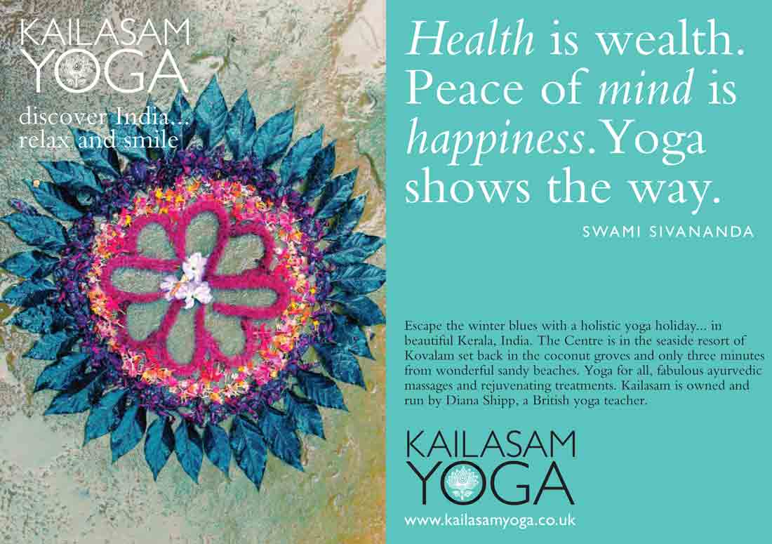 Kailasam Yoga marketing postcards designed by ideology.uk.com