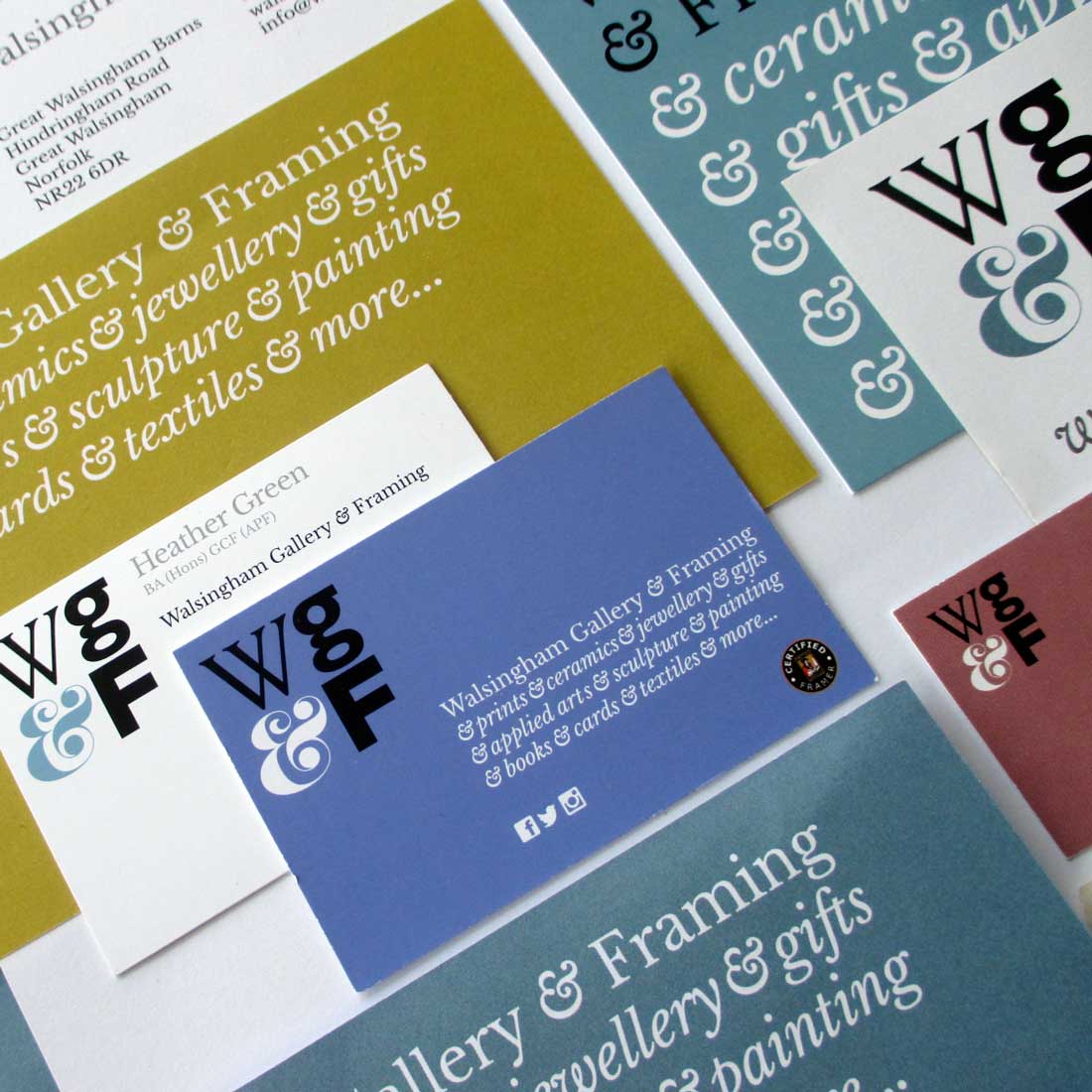 Walsingham Gallery and Framing stationary with new branding and logo