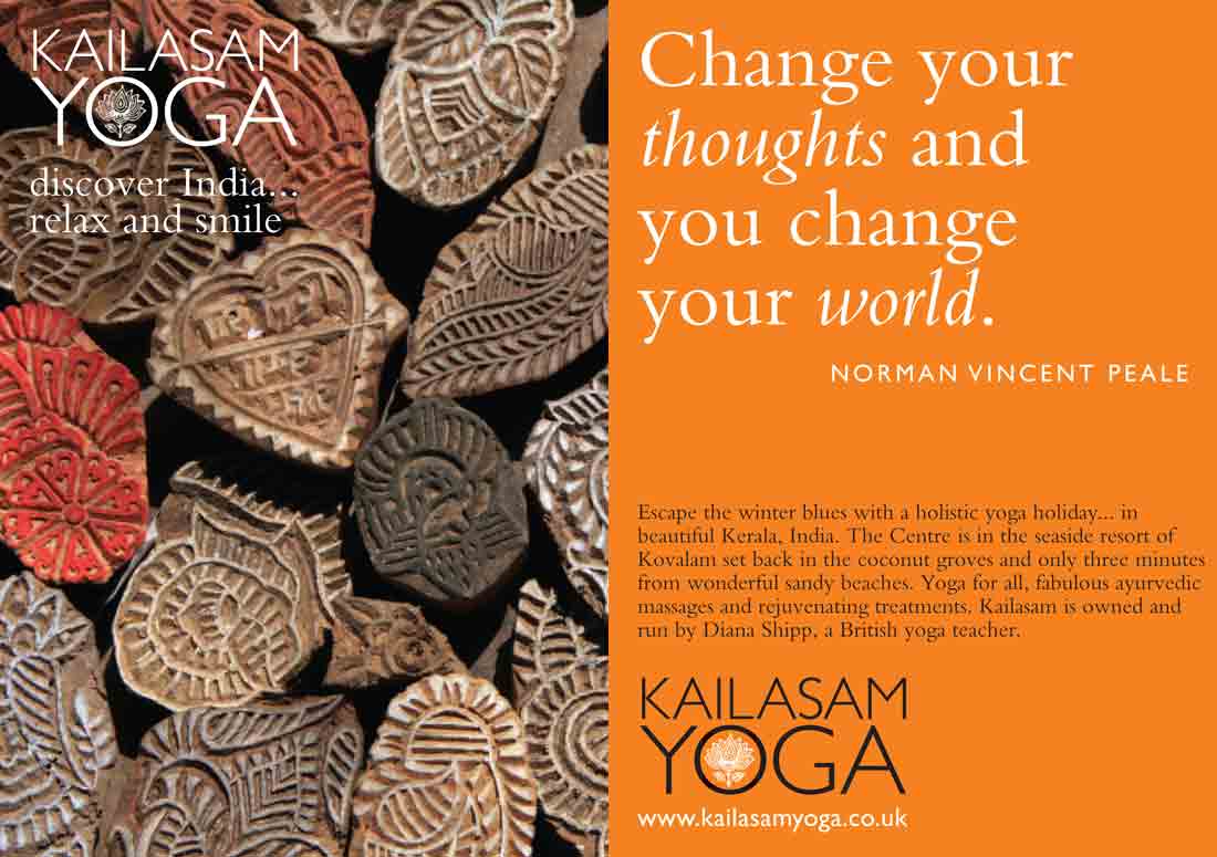 Kailasam Yoga marketing postcards designed by ideology.uk.com