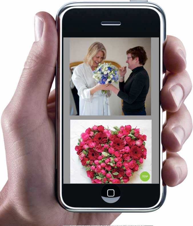 Sue Arran Flowers website on mobile phone