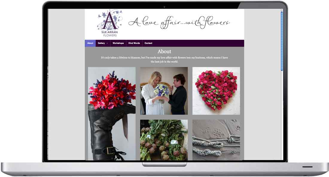 Sue Arran Flowers website designed by ideology.uk.com